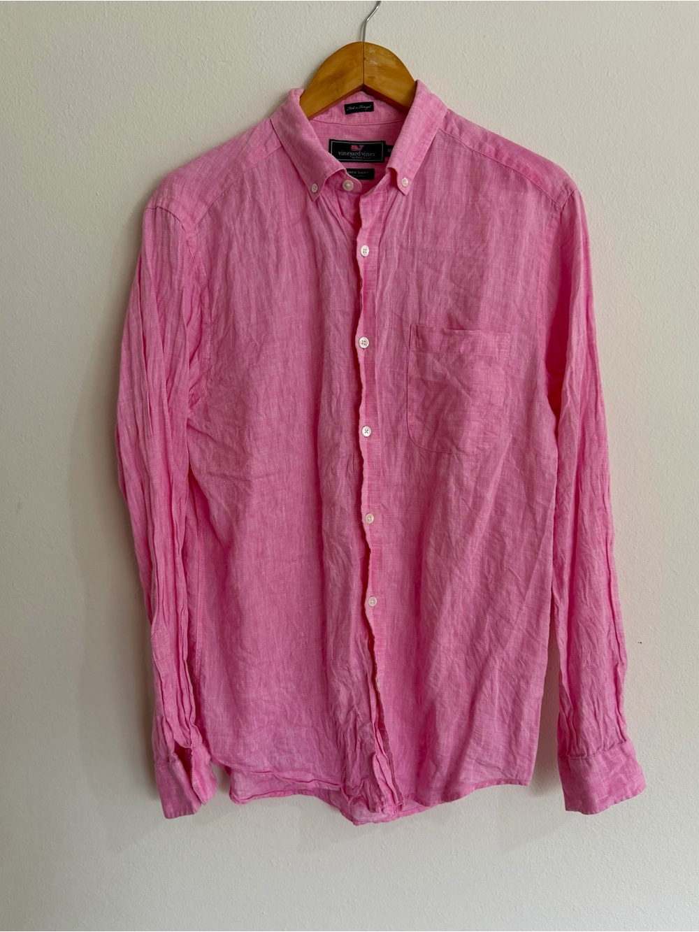 Vineyard Vines 100% Linen Men's Pink Button-Down Linen Shirt